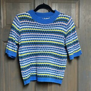 Striped Crochet Knit Top